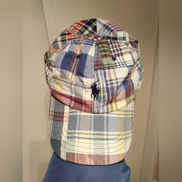 Polo Ralph Lauren Madras Cotton Plaid Patchwork Oxford Lined Hat Cap - Picture 1 of 7